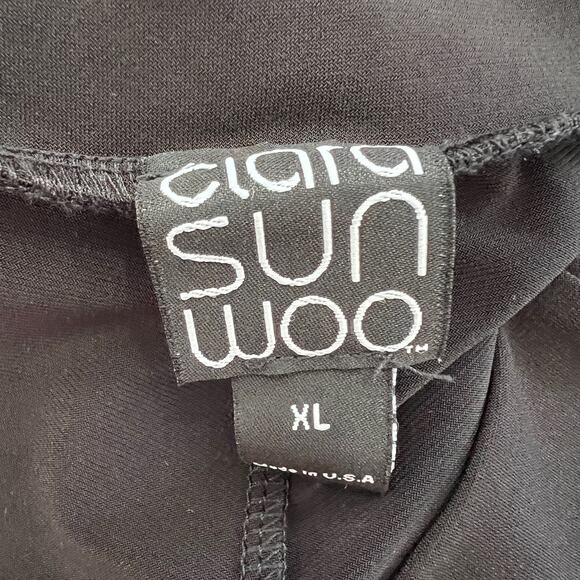 Clara Sun Woo Women's Pull-on Palazzo Wide Leg Pants Size XL Black Travel Flowy - Picture 9 of 10
